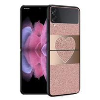 Case Funda For Samsung Galaxy Z Flip 4 Z Flip 3 5g Zflip Zflip3 Flip4 Hard Pc Gold Pink Rose Glitter Hearts Fundas Hard Pc Samsung Z Flip 5G