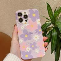 2023 Laiminga Gėlė Ramunė Miela Violetinė Animacinė Miela Galinė Danga iPhone 14 Pro Max 13 12 11 Promax Apsauga Ins Telefono Dėklas For iphone 12promax white