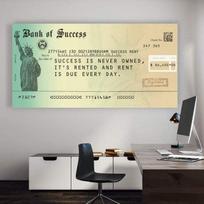 Sėkmės bankas Drobės tapyba Motyvuojančios sienų nuotraukos Abstraktūs čekių plakatai ir spaudiniai svetainės dekoravimui Cuadros 40cm×80cm NoFrame beige