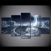 HD spausdintos 5 dalių drobės menas Ateivių planetos mėnulių erdvės sienos nuotraukos svetainei 20x35cm*2  20x45cm*2  20x55cm*1