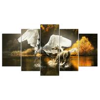 5 Pcs White Epic Horses with Wings Canvas Pictures Print Wall Art Canvas Paintings Wall Decorations for Living Room Unframe 20x35cm*2  20x45cm*2  20x55cm*1