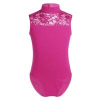 Girls Ballet Leotard Sleeveless Lace Dance Costume Gymnastics Yoga Dancewear Costume 5-6 Years rožinė raudona spalva