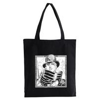 Jojo Bizarre Adventure shopping bag recycle bag canvas grocery reusable cotton shopper bag anime shopper Women's bag Bolsas 24*26cm black