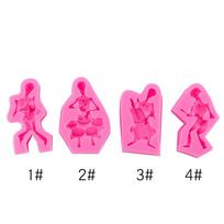 Halloween Skeleton Man Silicone Mold Fondant Cake Decoration Mold Sugar Gum Paste Tool 3D Chocolate Mould pink