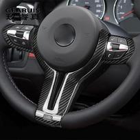 Automobilio stilius BMW M2 M3 M4 M5 M6 X5M X6M F80 F82 F87 Anglies pluošto vairo mygtukų apdaila Rėmo dangtelių lipdukai Carbon fiber Color gray