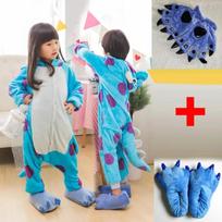 Vaikų Onesie Naujųjų Metų dovana pižama su batais Pirštinės Gyvūnų kostiumai Vaikų Kigurumi Cosplay 8T blue