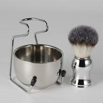 Vyriškas skutimosi šepetėlis nerūdijančio plieno skutimosi putų skutimosi šepetėlis minkštais šereliais valantis makiažo šepetėlių rinkinys 3Pcs/set gray