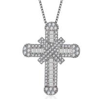 Full Diamond Hip -Hop Pendant Necklace Hip -Hop Luxury Rectangular Drill Drill Stones Pendant gray