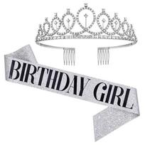 Stylish Birthday Sash and Crown - Pack of 2 Pcs | Birthday Gifts for Best Friend, Sister, Teenager | Birthday Decorations Items for Girls