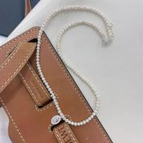 S925 Sterling Silver Korean Edition Geometric Pearl Necklace Light Luxury Small Female Summer Design Sense INS Cool Style 45CM