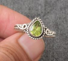 Peridot Gemstone Ring, 925 Sterling Silver Ring, Bohemian Ring, Stacking Ring, Gift for Mom, Designer Ring, Silver Jewelry, Wedding Engagement Gift 5 gray
