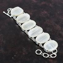 Selenite Druzy Bracelet 925 Sterling Silver Bracelet Gemstone Jewelry Handmade Adjustable Chain Bracelet Gift For Girl Healing Stone Jewelry white