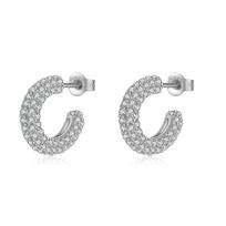 ANDYWEN 925 Sterling Silver Clear Zircon Pave Hoops Huggies Women Earring Piercing 2023 Women Wedding Crystal Fine Jewelry M