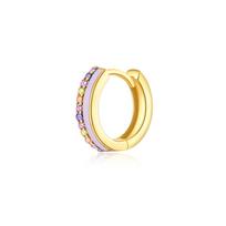 ANDYWEN 925 Sterling Silver Gold Single Zircon Pave Huggies Enamel Purple Green Circle Women  Wedding Gift Jewels M