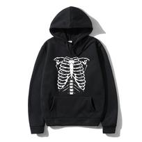 Unisex gobtuvai Hip-hop Streetwear Oversized Black Skeleton Goth Hoodie Laisvalaikio gobtuvai Žiemai Šilti Punk Sweetshirts Gothic Drabužiai XL yellow