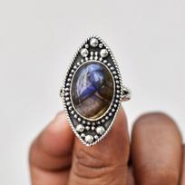 Labradorito ovalo formos brangakmenio žiedas, masyvus 925 prabos sidabrinis gimtadienio akmens žiedas, unikali dovana, sidabrinis žiedas, boho žiedas 9.5 gray