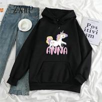 Kawaii džemperis WoUnisex mielas vienaragio animacinis ponis mergaitėms džemperiai didelio dydžio ilgomis rankovėmis džemperis Harajuku su spauda moteriški drabužiai L