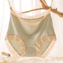 Women's High Waisted Underwear Large-sized Seamless Underwear Comfortable Underwear Women's Tight Belly Triangle Lace Breathable Underwear one size beige