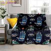 Hamsa Hand of Fatima Good Luck Charm Protection Symbol Blanket Anti Evil Eye Psychedelic Mandala Throw Blanket Lighted Blanket 75x100cm 30x40inch