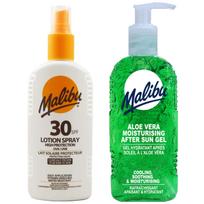 Malibu spf30 waterproof spray 200ml + aloe gel after tanning 200ml