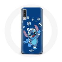 Coque Samsung Galaxy A70 Stitch neige Noël bleu mėlyna