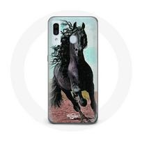 Coque pour Samsung Galaxy A20e Cheval Noir De La Race Frisonne