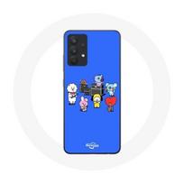 Coque pour Samsung Galaxy A13 5G BTS BT21 Tata Chimmy Cooky Rj Koya Shooky Et Mang Jouent De la musique Fond Bleu