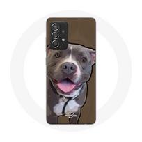 Coque pour Samsung Galaxy A52 Chien Pitbull Blanc gris