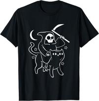 Grim Reaper Ride Satan Cat Demonic Evil Devil Occult Satanic Unisex T-Shirt S black