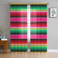 Spalvingos Meksikietiškos Juostelės Miegamojo Skaidrios Plonos Užuolaidos Šventinė Dekoracija Langų Voile Tule Užuolaida 135W x 114H(cm) pink