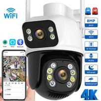 Nauja 8MP PTZ Wifi kamera lauko naktinio matymo dvigubo ekrano žmonių aptikimo apsaugos CCTV stebėjimo IP kamera EU Plug