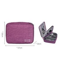 WTEMPO Portable Data Cable Storage Bags Organizer USB Gadgets Wires Charger Power Battery Zipper Cosmetic Storage Bag 27*20*10cm pilka