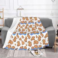 Capybara Pattern Blanket Coral Fleece Plush Autumn/Winter Cute Animal Super Soft Throw Blanket for Home Outdoor Bedspreads 75x100cm 30x40in
