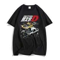 Initial D marškinėliai Japonų Anime Grafika Juokingi Harajuku Unisex T marškinėliai Mados Laisvalaikio Trumpomis Rankovėmis Didelio Dydžio T marškinėliai Moterims M black