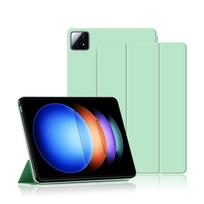 Planšetinio kompiuterio dėklas, skirtas „Xiaomi Pad 6S Pro Flip Kickstand“ odinis dėklas, skirtas „Mi Pad 6S Pro“ 12,4 colio „Smart Wake Up Sleep“ trijų sulankstomų knygų stovo „iPad“ dangtelis For Xiaomi Pad 6S Pro šviesiai žalios spalvos