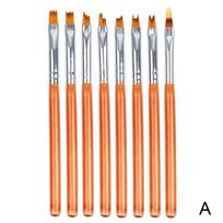 8pcs Acrylic Nail Art Brush Sable Gel UV Nail Painting Flower Drawing Pens Manicure Tools oranžinė
