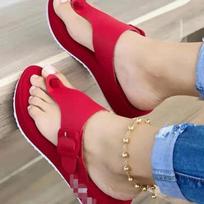 Solid Color Adult Flat-heeled Viscose Shoes Artificial PU Casual European American Breathable Low-heel Buckle Flip Flops 43 juoda