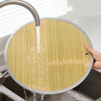 Dumpling Tray Bamboo Serving Holder Food Curtain Round for 43cm beige