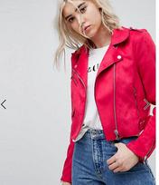 Party Wear Women 100%Lambskin Leather Jacket Barbie Pink Design Handmade Suede XS rožinė