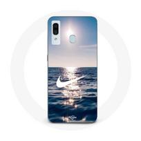 Case - Maniacase - Samsung Galaxy A40 - White Nike logo - Silicone - Flexible juoda