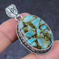Natural Copper Amazonite Handmade 925 Sterling Silver Pendant 2.05  F2c67