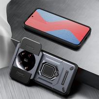 KEYSION Atsparus smūgiams dėklas, skirtas „Xiaomi 14 Ultra 5G 14 Pro 5G Slide Camera“ objektyvo apsaugos žiedo stovas Telefono galinis dangtelis, skirtas „Redmi A3“ for Redmi A3 pilka spalva