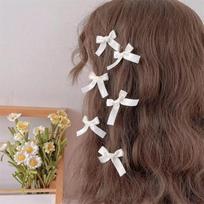 Pink Mini Bowknot Hair Clips Sweet Fairy Cute Silk Ribbon Hairpin Bang Clip Headdress Women Summer Delicate Girl Headwear Hair Accessories balta