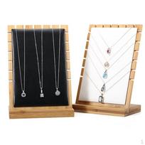 3 Different Colors Adjustable-Length Pendant Hanging Wooden Board for Jewelry Display Stand 17.5×10×25.2 cm_StyleA-white