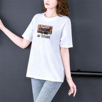 100% Cotton Solid Color Short Sleeve Top Summer T-Shirt Women's Plus Size T-Shirt Loose Fit T-Shirt XXXL balta
