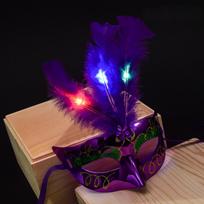 Plunksnų švytėjimo LED kaukė Masquerade kaukių vakarėlis Princesės plunksnų švytinčios kaukės žaislai One Size violetinė