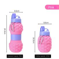 Outdoor Sports Trip Kettle Folding Silica Gel Cup Edible Silicon Water Cup Creative Retractable 700ml1PCS rožinė