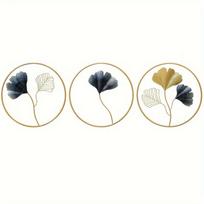3vnt Europos stiliaus geležies menas Ginkmedžio siena pakabinama siena Šiuolaikinės mados kabantys papuošalai Namų svetainė Svetainė Miegamasis Darželis Sienų apdaila 3pcs Ginkgo Wall Hanging beige