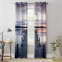 Lake Plank Bridge Clouds Window Curtain Bedroom Living Room Window Drapes Kitchen Decoration Blinds Curtain 135W x 60H(cm) x1