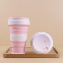 With Straw Silicone Cup for Water Food Grade Folding Cup Office Home Leisure Milk Tea and Coffee Cups 550mlA1PCS white